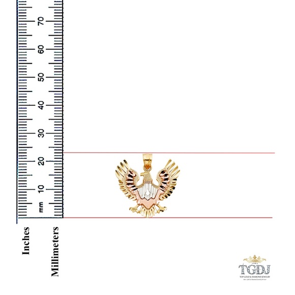 14K Tri Color Eagle Pendant